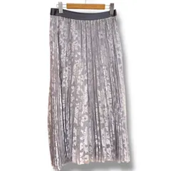 DAMA collection ダーマコレクション プリーツスカート 透かしデザイン 花柄 フェミニン モード オフィスカジュアル シンプル ライトグレー Lサイズ  オールシーズン 秋 冬 春 ゴーゴー古着セントラルパーク名古屋店 No.1720