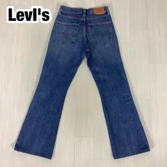 LevI's リーバイス ブーツカット ベルボトム デニムパンツ フレアパンツ W24 インディゴ 革パッチ 総丈93cウエスト64cm 股上25cm 股下69cm ワタリ25cm 裾幅21.5cm【古着】