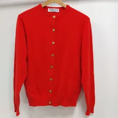 ks52◆Burberrys ウールカーディガン  レディース Mサイズ相当 レッド 金ボタン シミ有り(写真有り)
