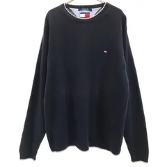 TOMMY HILFIGER トミーヒルフィガー 90s オールド フラッグタグ 長袖 ニット L チャコール系 メンズ 古着