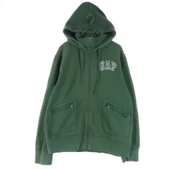 GAP ギャップ 英字 長袖 ジップパーカー L グリーン メンズ 古着