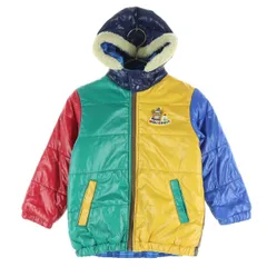 美品 mikihouse ミキハウス ワッペン 長袖 中綿ジャケット 110 イエロー リバーシブル フード取り外し可 キッズ 古着