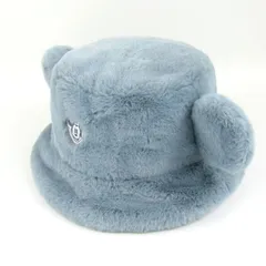 東京ディズニーリゾート ハット ミッキー 耳付き モコモコ ファンキャップ キャラクター 帽子 グッズ レディース 58cmサイズ ブルー Disney 【中古】