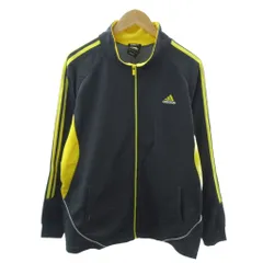 アディダス adidas トラックジャケット ジャージ ロゴ 刺繍 スリーストライプ XO 黒 黄 ブラック イエロー 1227 ■YHS13