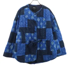 ZARA ザラ 花柄 パッチワーク キルティングジャケット S ブルー レディース 古着