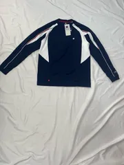 【222950】Champion チャンピオン  長袖Tシャツ　ダルチューブ　ストレッチ　スポーツ等に　ポリエステル生地　L メンズ  ・ ネイビー