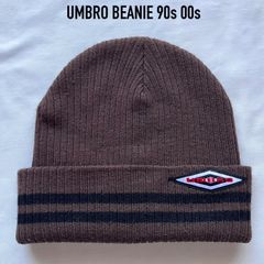 90s レア UMBRO アンブロ ニット帽 キャップ 刺繍ロゴ 旧ロゴ 迷彩 