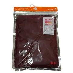 ユニクロ ヒートテック UネックT（八分袖）Sサイズ ワイン/Wine