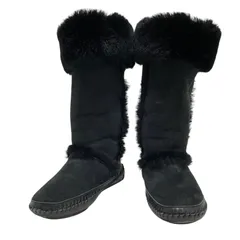 トリーバーチ (23) ロングブーツ ムートン スウェード 本革 レザー 定番デザイン