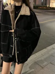 デニム もこもこアウター ボア ジャケット 長袖 防寒 レディース 裏ボア ジャケット ムートンコート厚手 アウター 可愛い 冬服