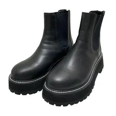 【美品】マウジー (23.5) サイドゴアブーツ ビブラムソール ショートブーツ コラボ トラックソール 厚底 本革 レザー 希少デザイン