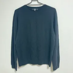 【224530】UNIQLO ユニクロ  450635 3Dカシミヤクルーネックセーター　長袖　ストレッチ　カシミヤ100％　L  ・ ブラック