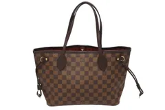 極美品 LOUIS VUITTON ルイヴィトン ネヴァーフルPM ハンドバッグ N51109 ダミエキャンバス ブラウン ゴールド金具 中古 4b009872