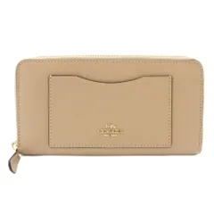 コーチ COACH クロスグレインレザー アコーディオンジップウォレット 長財布 ラウンドファスナー ロゴ 小銭入れあり ベージュ 54007 /KU