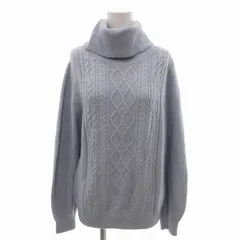 グローブ grove オフタートルニットプルオーバー セーター ケーブル編み ラメ 長袖 L 水色 ライトブルー 768-15044 /FT