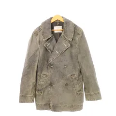 エドウィン EDWIN デニムトレンチ コート ジャケット ウォッシュ加工 ヴィンテージ加工 L グレー /AH19 ■GY12