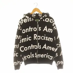 デニムティアーズ DENIM TEARS Systemic Racism Controls America Zip Up Hoodie パーカー フーディー ジップアップ L 黒 白 ブラック ホワイト /DF ■OS■AD