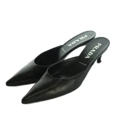 プラダ PRADA ミュール ポインテッドトゥ レザー 38.5 25.5cm 黒 ブラック 2211C /MI
