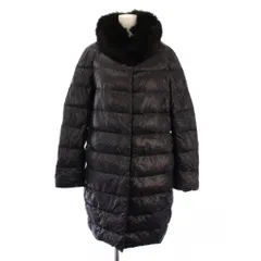 ヘルノ HERNO ダウンコート アウター ロング丈 ナイロン フォックスファー 装飾 42 黒 ブラック /BB