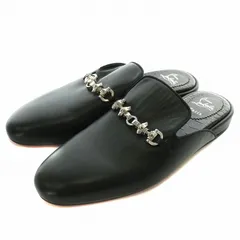 クリスチャンルブタン Christian louboutin フラットサンダル スリッパ レザー ラウンドトゥ シルバー金具 43 28cm 黒 ブラック /XZ ■GY17のサムネイル