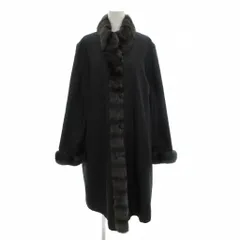 バルマン BALMAIN リバーシブル コート ロング シルク ラビットファー 切替 黒 ブラック ダークブラウン /AE ■GY18のサムネイル