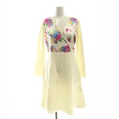 チェスティ Chesty Vネックワンピース ニット ひざ丈 切替 長袖 0 白 ホワイト マルチカラー /DF ■OS