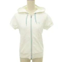 プーマ PUMA 半袖 ジップパーカー ワンポイント ロゴ 薄手 Mサイズ 白 ホワイト