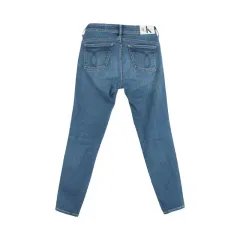 カルバン・クライン (WOMEN - S) コットン ポリ パッチ ロゴ デニム パンツ