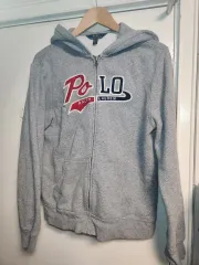 ポロラルフローレン 新モデル ラベル アーチ ロゴ グレー スウェット フーディージップアップ (実物画像あり L)