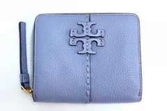 【219151】TORY BURCH トリーバーチ  McGraw マグロウ ラウンドファスナー　2つ折り財布　レザー 64522 0920 ライトブルー