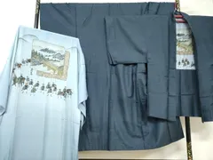 平和屋着物●男性　本場大島紬　アンサンブル　長襦袢（袷）セット　長羽織　100亀甲　総詰め　正絹　逸品　DABB0327ud