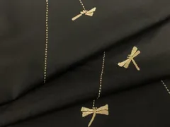 平和屋着物●本場大島紬　総刺繍　勝虫　黒地　正絹　逸品　AABF0396fy