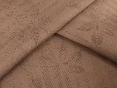 平和屋着物●結城紬　草花間道　正絹　逸品　AABF2861ck