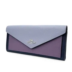COACH コーチ 長財布 ソフトウォレット クロスグレインレザー カラーブロック 12122 ネイビー パープル ブルー 青紺紫 ギフト プレゼント 贈り物