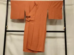 平和屋着物＃道中着　霞地紋　黄櫨染色　ロング丈　正絹　逸品　CABB8062in