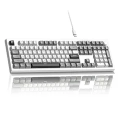 【送料無料】キーボード 有線 Womier K105 メンブレンゲーミングキーボード、オフィス向けRGB静音キーボード、USB有線、26キー防ゴースト対応、104キーコンピューターキーボード - グレー bbbb1a56
