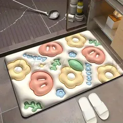 【新品・未使用】 クイックドライディアトム泥バスラグ、ホームおよびバスルーム用のノンスリップバッキング付き、バスルームアクセサリー