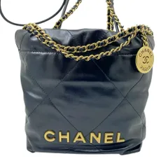 【新品同様】CHANEL シャネル 22 ミニ チェーンショルダーバッグ シャイニーカーフ ブラック 黒 G金具 AS3980 ゴールド金具 巾着 2WAY ハンドバッグ カバン 鞄 レザー レディース メンズ 【ブランドギャラリー東心斎橋店】