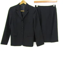 イネド セットアップ 上下セット ジャケット スカート ウール 日本製 レディース 2サイズ ブラック INED 【中古】