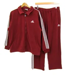 アディダス セットアップ 上下セット ジャージ スポーツウエア 日本製 メンズ M-L/Mサイズ ワイン×白 adidas 【中古】