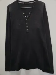 ヴィンテージ ワッフル ヘンリーネック 長袖 ニット Tシャツ