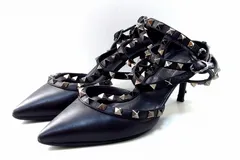 【227786】VALENTINO GARAVANI ヴァレンティノガラヴァーニ  NOIR ロックスタッズ ストラップ パンプス  ・36.5