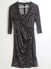 【204318】COUP DE CHANCE クードシャンス  カシュクール　ワンピース  総柄 ポリエステル/ストレッチ キャミソール付き  ・38 パープル/ブラック