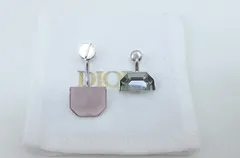 【228473】Christian Dior クリスチャンディオール  ローズクォーツ　クリスタル　＜アシンメトリー＞ ドロップ ピアス