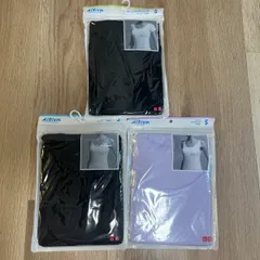 【227137】UNIQLO ユニクロ  未使用品　エアリズム　タンクトップ　キャミソール　Uネック半袖　3点セット　サイズS  ・ ブラック/パープル
