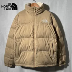 極美品 ノースフェイス THE NORTH FACE リバーシブル ダウンジャケット ボアジャケット XL ベージュ オフホワイト ロゴ刺繍 テック系 オーバーサイズ ビッグシルエット ストリート Y2K 古着 Y043