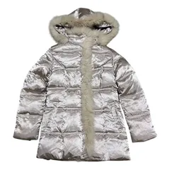 ZK12  セシルマクビー　CECIL Mc BEE ダウンコート　フード&ファー付き(着脱可) ダウン70% フェザー30% フォックスファー　リアルファー　ベージュ(ピンクゴールド)レディース　サイズ38