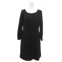 アナトリエ ANATELIER 美品 ワンピース ひざ丈 七分袖 38 黒 ブラック ラウンドネック /NL ■GY60