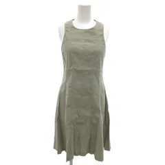 セオリー Theory ワンピース ひざ丈 麻 リネン 0 カーキ ラウンドネック ノースリーブ /NL ■GY60