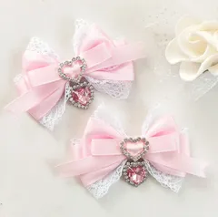 ヘアクリップリボン ピンク レース ハート 量産型 天使界隈 ロリィタ 地雷 ロリータ ゴスロリ アイドル サブカル 推し 姫系 イベント ヘアメ